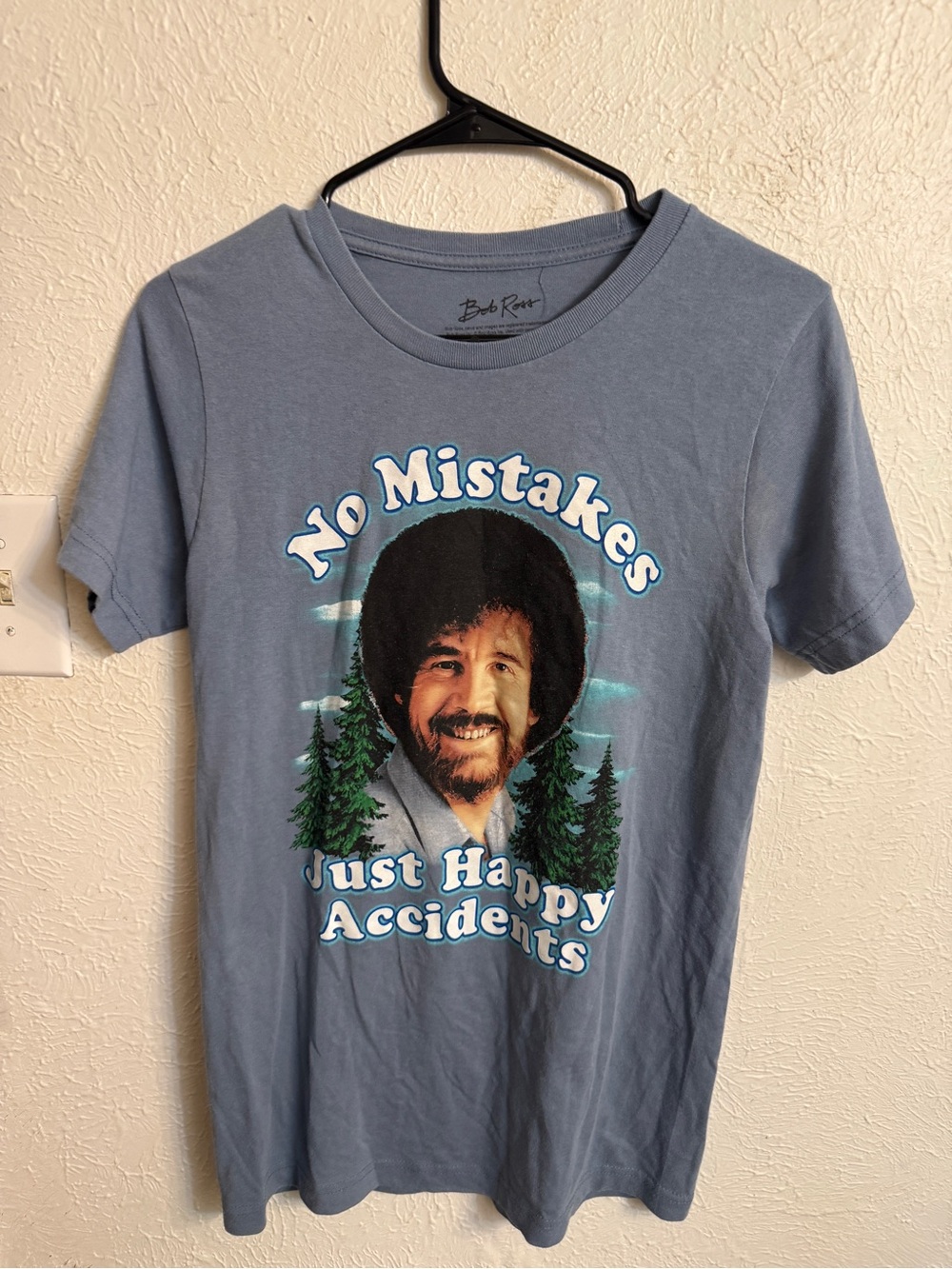 No Mistakes Just Happy Accidents Bob Ross Graphic Tee - Blue
